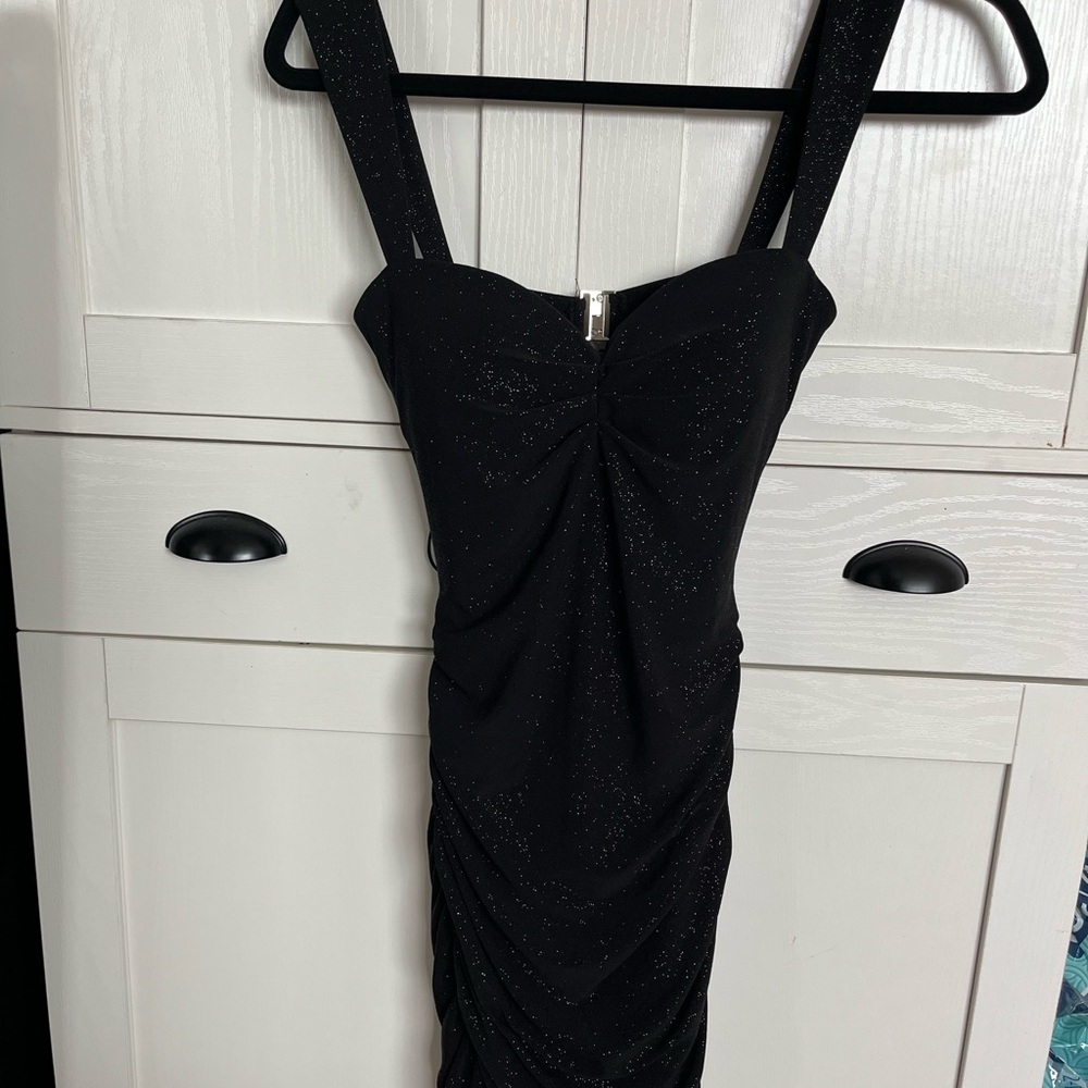 Lovely Day Black Ruched Strapless Bodycon Dress
